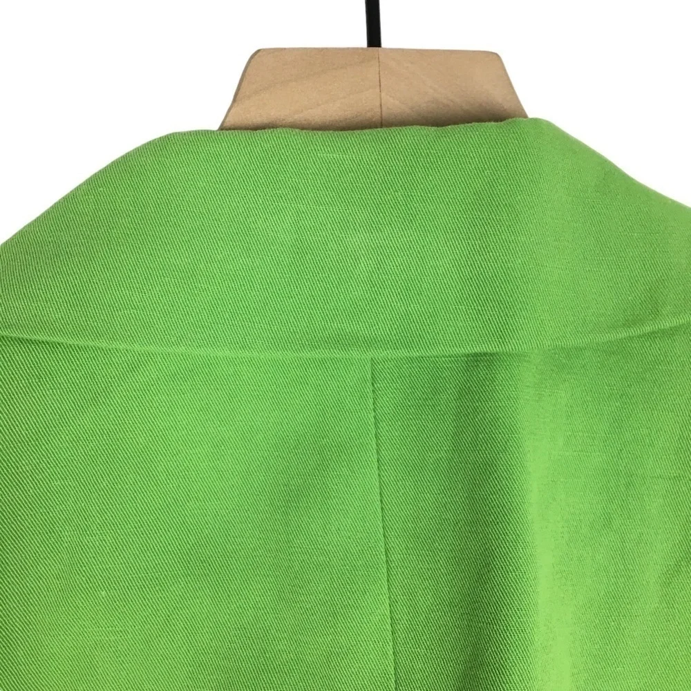 TALBOTS Blazer Jacket Linen Neon Green Peter Pan Collar Solid Petite Size 8P